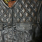 WW Vintage Distressed Leather Biker Vest with Quilted Snakeskin Accent Yoke