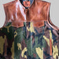 Leather Vest Hand Made Distress Brown Green Camo Waistcoat and Leather Son of Anarchy Club Biker Moto Vest Gifts For Men , Gifts For Him