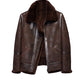 Men's Distressed Dark Brown Shearling Leather Jacket - B3 RAF Aviator Bomber Winter Jacket