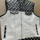 Leather Vest Men's Hunt Club White Black Paisley Leather Build Denim Style Rider Motorcycle Leather Vest Men Vest