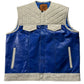 Leather Vest Blue & White Leather Vest Leather Men Vest Biker vest Motorcycle Vest Men Motorcycle Gifts For Men Braided Vest