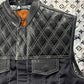 WW Black Gator Leather and Denim Motorcycle Vest