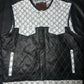 Custom White & Black Gucci-Inspired All-Leather Motorcycle Vest | Premium Biker Vest