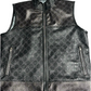Branded Crocodile and Plain Leather Biker Vest with inside Gun Pockets