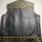 Luxury LV Quilted Biker Vest with Genuine Crocodile Leather Trim – Premium Motorcycle Jacket