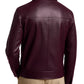 Men’s Premium Maroon Leather Jacket – Classic Zip-Front Shirt Collar Bomber