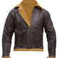 Men's Brown B3 Bomber Jacket - Real Shearling Fur Shearling Flight Aviator Winter Jacket