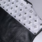 Branded White Diamond Quilted with Black Perforated Leather vest