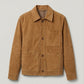 Men’s Tan Suede Leather Chore Jacket | Genuine Sheepskin Suede Field Coat with Patch Pockets