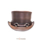 Handmade Biker Brown Leather Top Hat