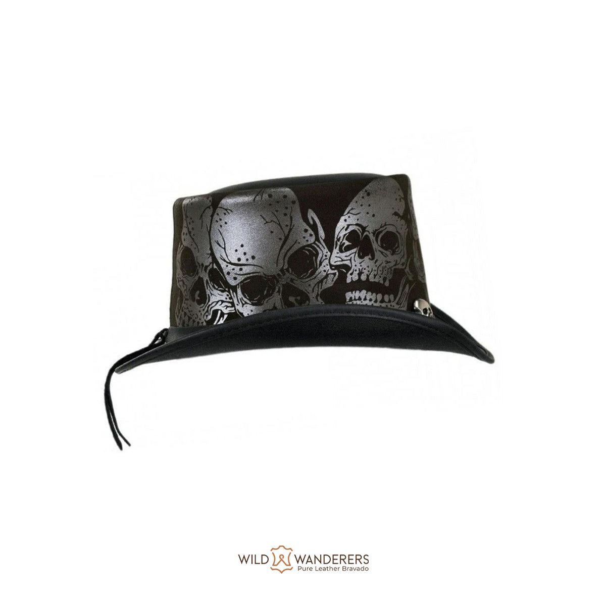 Skull-Embossed Outlaw Top Hat