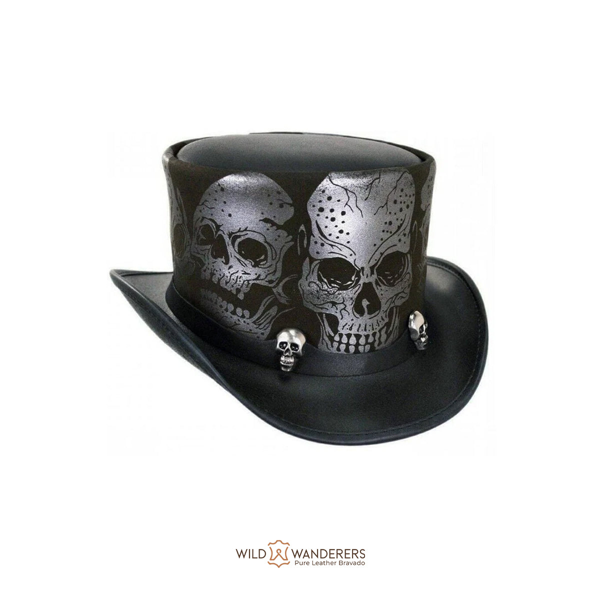 Skull-Embossed Outlaw Top Hat