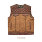 The Brown Men's Motorcycle Leather & Canvas Vest