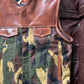 Leather Vest Hand Made Distress Brown Green Camo Waistcoat and Leather Son of Anarchy Club Biker Moto Vest Gifts For Men , Gifts For Him