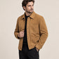 Men’s Tan Suede Leather Chore Jacket | Genuine Sheepskin Suede Field Coat with Patch Pockets