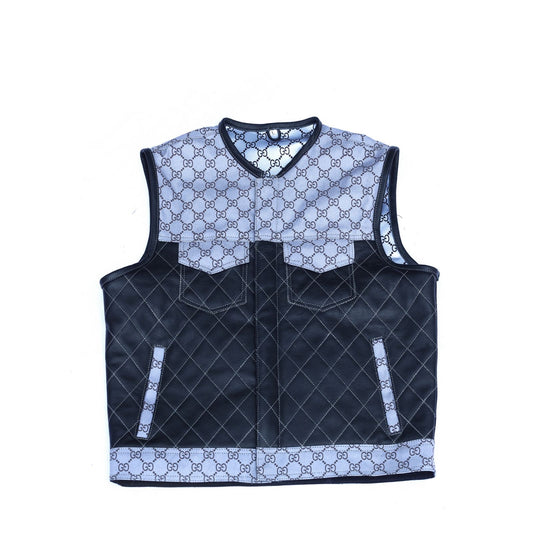 Gucci Canvas with Black Diamond Stitching Leather Vest