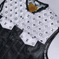 Branded White Diamond Quilted with Black Perforated Leather vest
