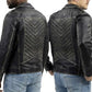 Men's Vintage Distressed Black Leather Biker Jacket