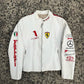 WW Exclusive White and Red Genuine Leather Ferrari Motorsport Racing Jacket Multi Sponsor Edition