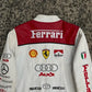 WW Exclusive White and Red Genuine Leather Ferrari Motorsport Racing Jacket Multi Sponsor Edition