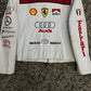 WW Exclusive White and Red Genuine Leather Ferrari Motorsport Racing Jacket Multi Sponsor Edition