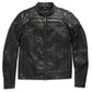 WW Harley Davidson Mens Black Leather Biker Jacket Quilted Shoulders Sleek Minimalist Design