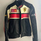WW Premium Leather Ferrari F1 Racing Jacket Black Cream Red Vodafone Shell Sponsors