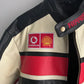 WW Premium Leather Ferrari F1 Racing Jacket Black Cream Red Vodafone Shell Sponsors