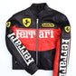 WW Classic Black and Red Genuine Leather Ferrari Racing Jacket - Mens Streetwear Outerwear