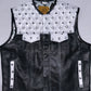 Branded White Diamond Quilted with Black Perforated Leather vest