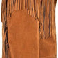 Women Suede Leather Western Style Jacket With Fringe - Brown Suede