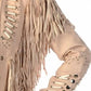 Women Native American Western Cowboy Real Leather Jacket Fringe & Beaded