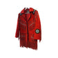 Women Red Suede Leather American Native Western Style Jacket Fringed & Beaded