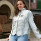 Women Native American Western Cowboy Leather Jacket Suede Fringe & Bead Work