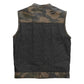 Son Of Anarchy Denim Camo Leather Motorcycle Biker Vest, Men's Leather Vest, Leather Vest, Denim Vest