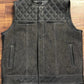 Leather Vest Black Leather Black Denim Diamond Quilted Biker Vest Motorcycle Vest Men's Vest Hunt Club Heavy Duity Waistcoat