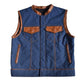 Leather Vest Men's Leather/Denim Vest Denim Vest Blue Vest Hand made Biker Wear Motorcycle Vest leather men Waistcoat