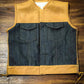 Leather Vest Texas Brown Tan Denim Vest Jeans Vest Leather Men Vest Biker Vest Motorcycle Vest Rider Biker Waistcoat Motorcycle
