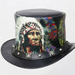Red Indian Feather Head Native American Snaps Band Leather Western Top Hat Chief