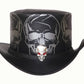 Top Hat Red Eye Skull Leather Top Hat ,Steampunk Top Hat,Gothic Top hat Biker MC,Custom Leather Hats