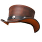 Top Hat SteamPunk Brown Leather Top Hat w/Buffalo Motorcycle Rider Biker