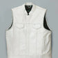 Hand Made White Hampton Leather Biker Club MC Green Paisley Arms Braided Motorcycle Rider Men's Vest