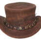 Top Hat-Snake Plated Distress Brown Leather hat,Leather Top Hat, Gothic Top Hat, Mens Top Hat,Steampunk Top Hat,Custom Top Hat