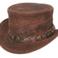 Top Hat-Snake Plated Distress Brown Leather hat,Leather Top Hat, Gothic Top Hat, Mens Top Hat,Steampunk Top Hat,Custom Top Hat