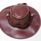 Western Purplish Flower Engraved Leather Flower Mesh Ladies Sun Hat Women Aussie Casual
