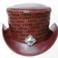 Ladies Leather Flowers Engraved Berry Square Concho Women Top Hat Steampunk