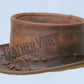 Top Hat-Old Style pale Rider Smokey Distress Brown Leather hat,Leather Top Hat,Gothic Top Hat,Mens Top Hat,Steampunk Top Hat,Custom Top Hat