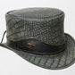 Distress Wax Crocodile Plated Leather Eye Band Steampunk Motorcycle Hat