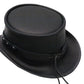 TOP HAT Black leather Steampunk / biker top hat made with a rivet trim leather hat ban New with Tags