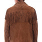 Leather jacket Men's Traditional Native Brown Classic Suede Leather Western Jacket With Braided Fringes Country Side Red Indian Western Wear